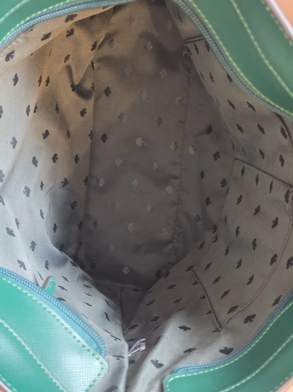 kate spade Deep Jade/Emerald Green Saffiano Leather Tote with Bow Charm